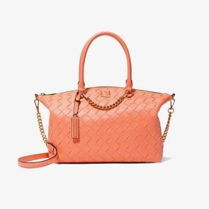 NEW! VICTORIA'S SECRET The Victoria Slouchy Satchel Guava Woven Pink